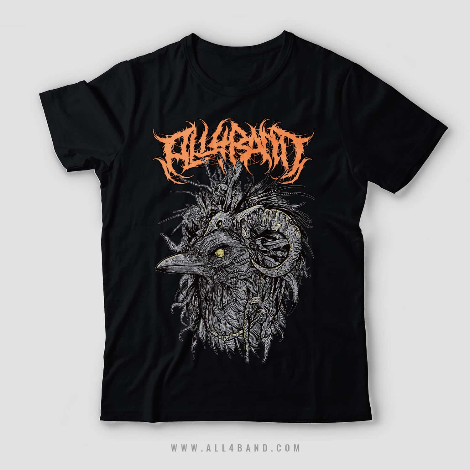 Metal band shirt design titled Witch Crow