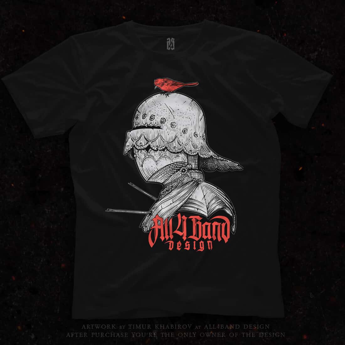 Shirt design 'Medieval Bird' for sale
