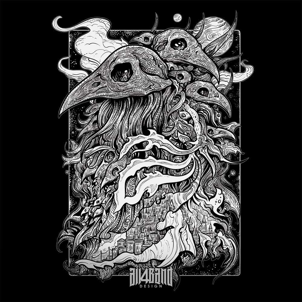 Metal band artwork titled Covered By Night