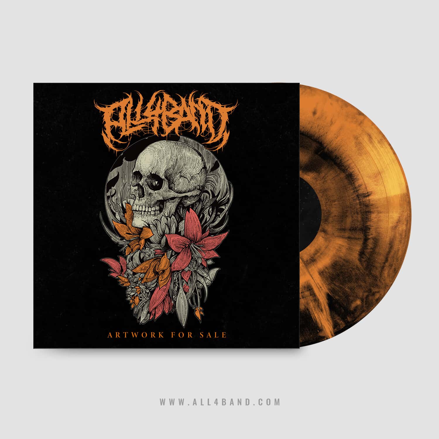Album cover art for metal bands titled Skull With Flowers