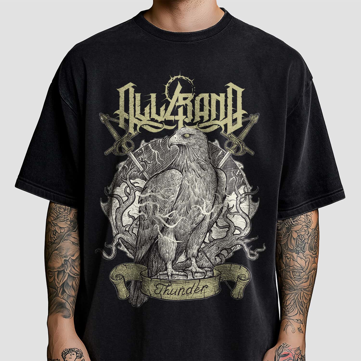 Metal band shirt design titled Bird of Thunder