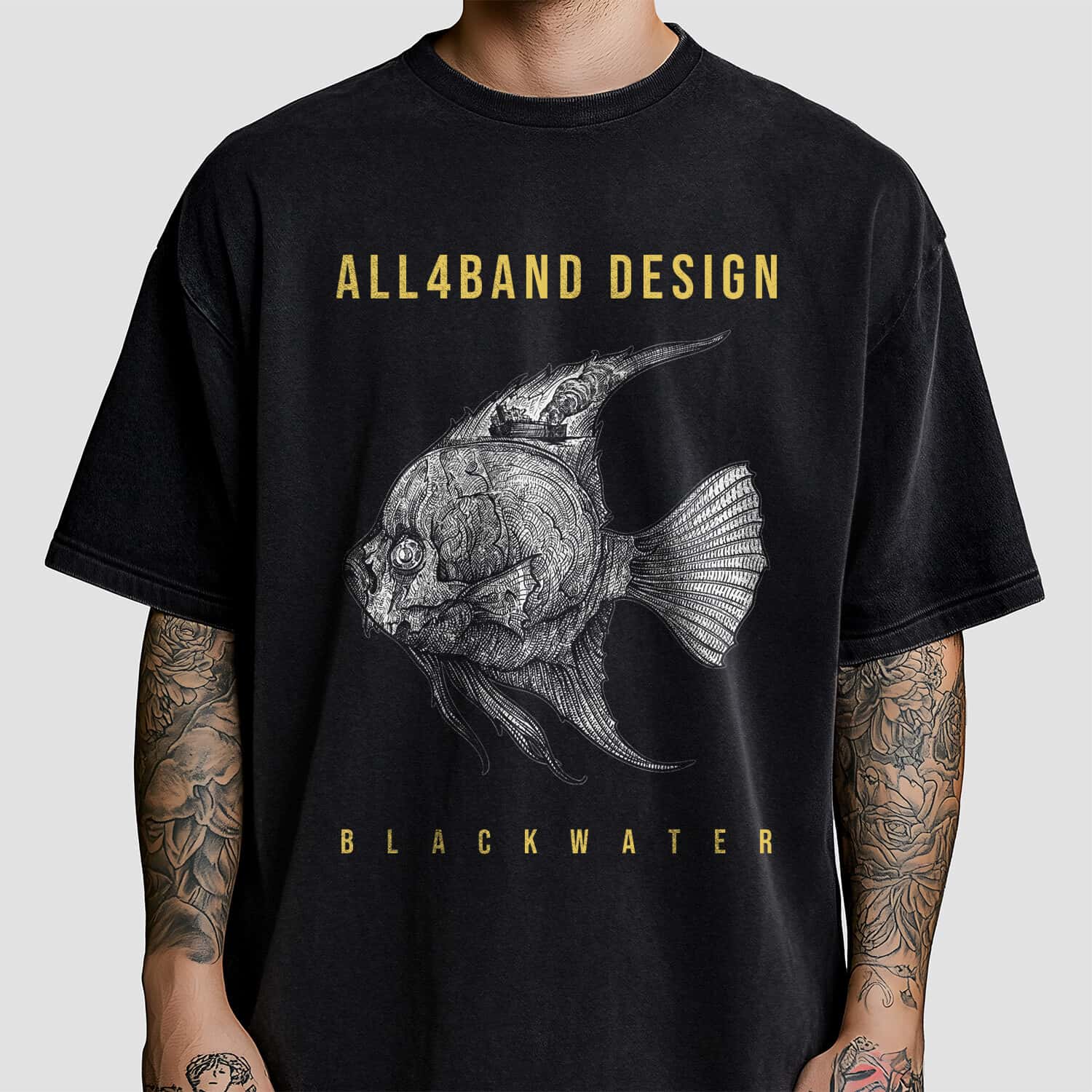 Metal band shirt design titled Blackwater