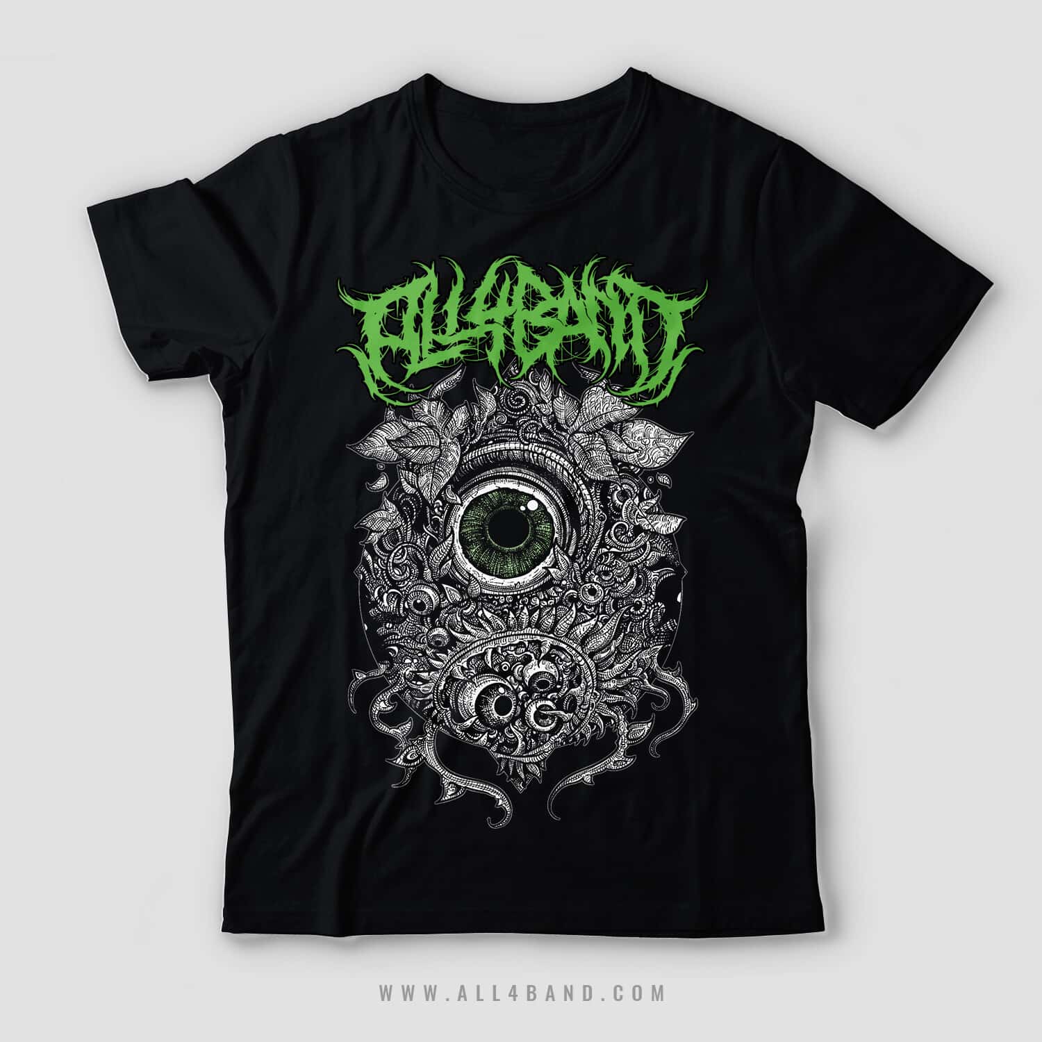 Metal band shirt design titled The All-Seeing