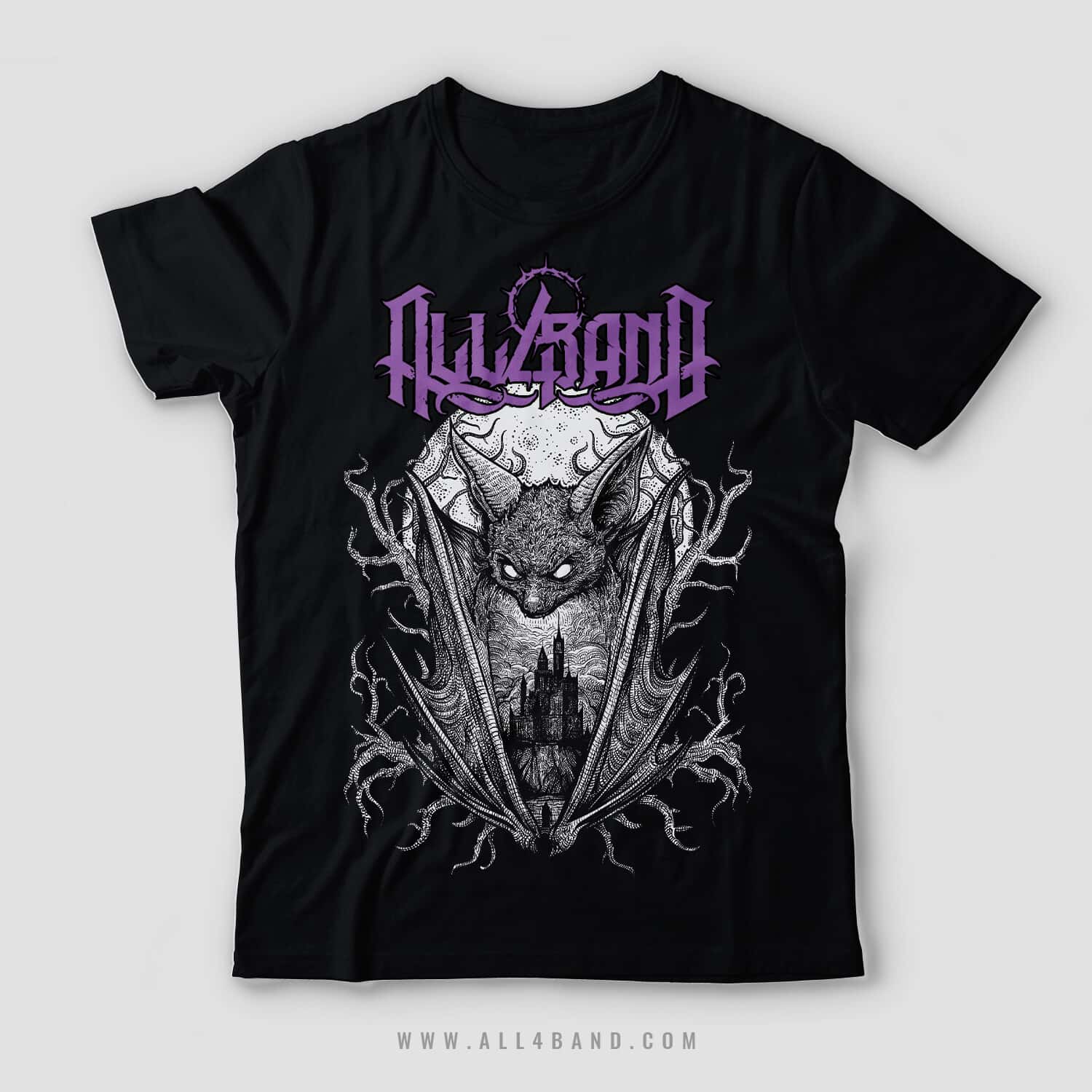 Metal band shirt design titled Vampire's Castle