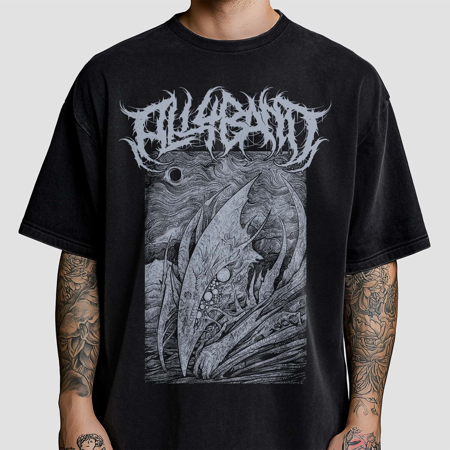Metal band shirt design titled Alien Creature