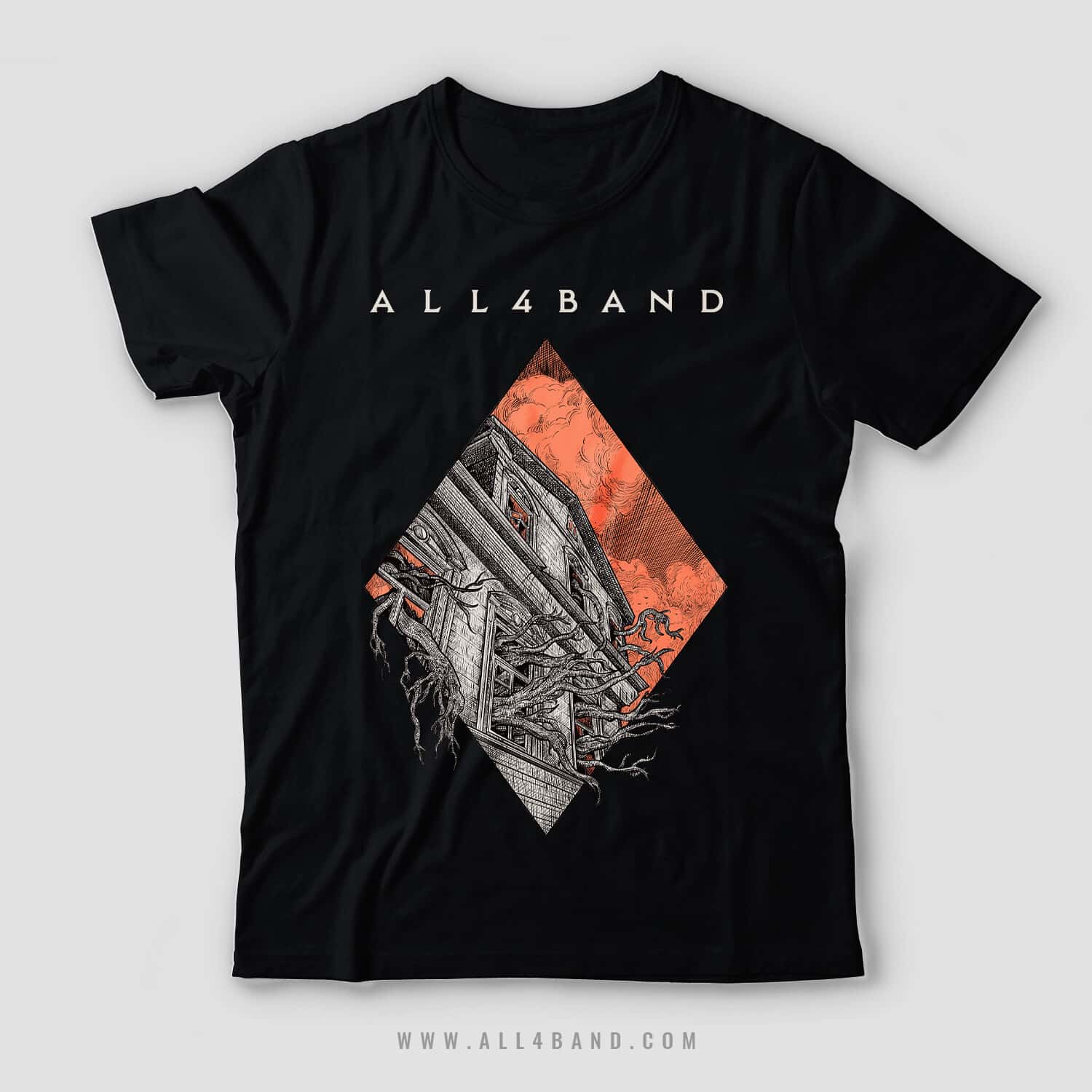 Metal band shirt design titled Overgrown House