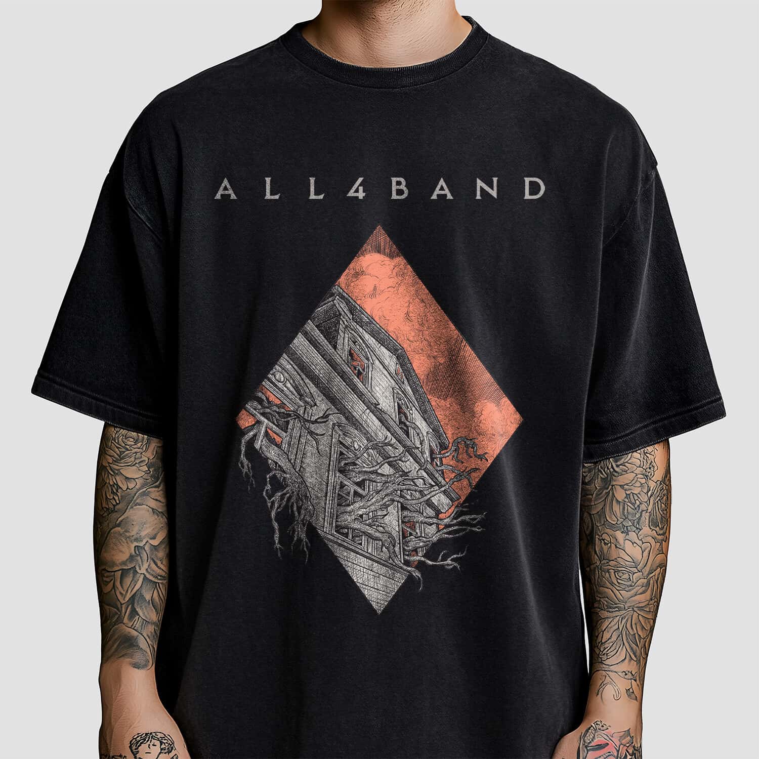 Metal band shirt design titled Overgrown House