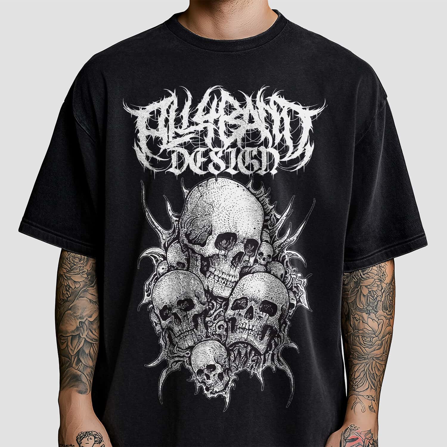 Metal band shirt design titled Sinners