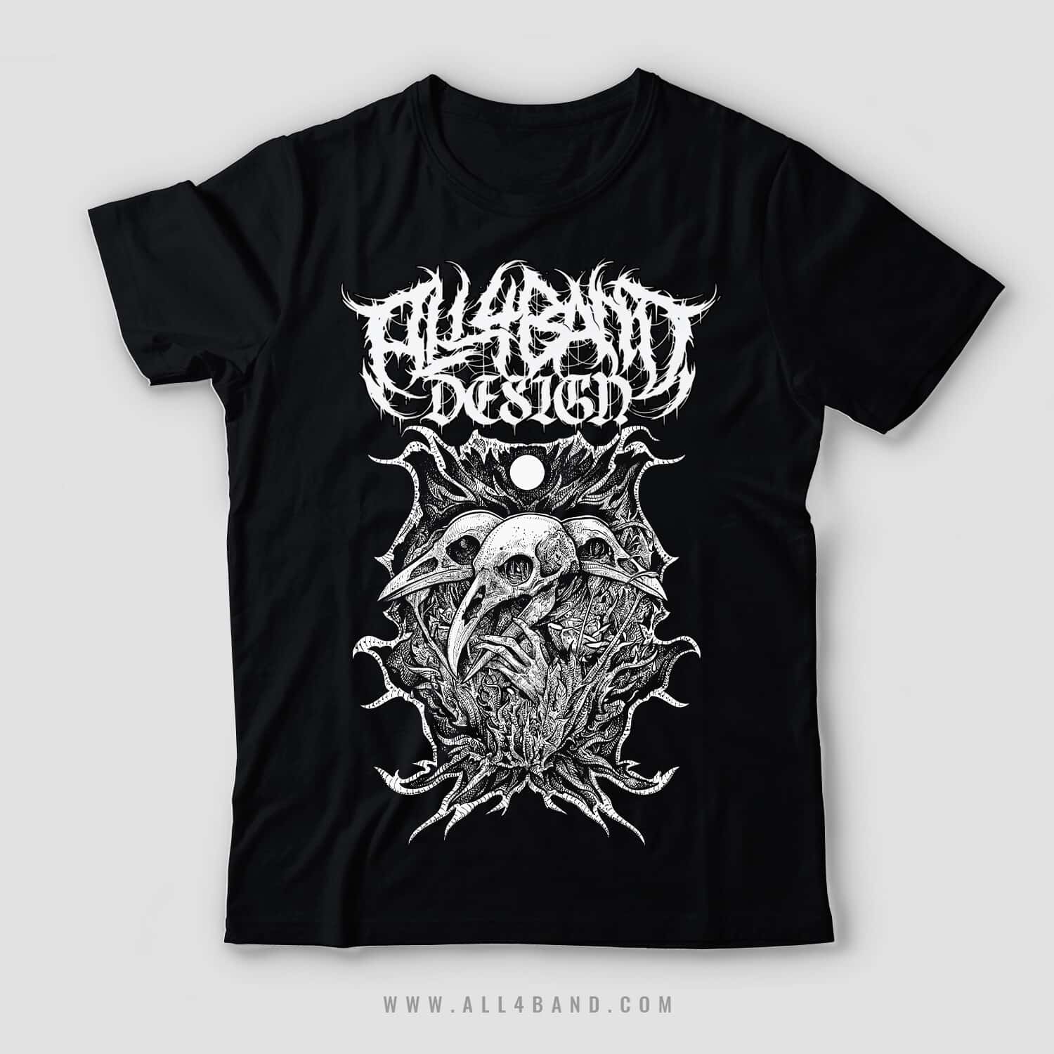 Metal band shirt design titled Cursed Trinity
