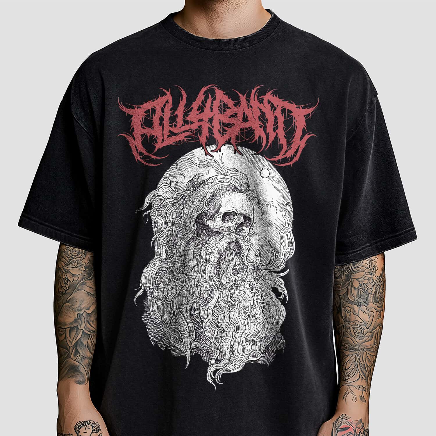 Metal band shirt design titled The Wise Man