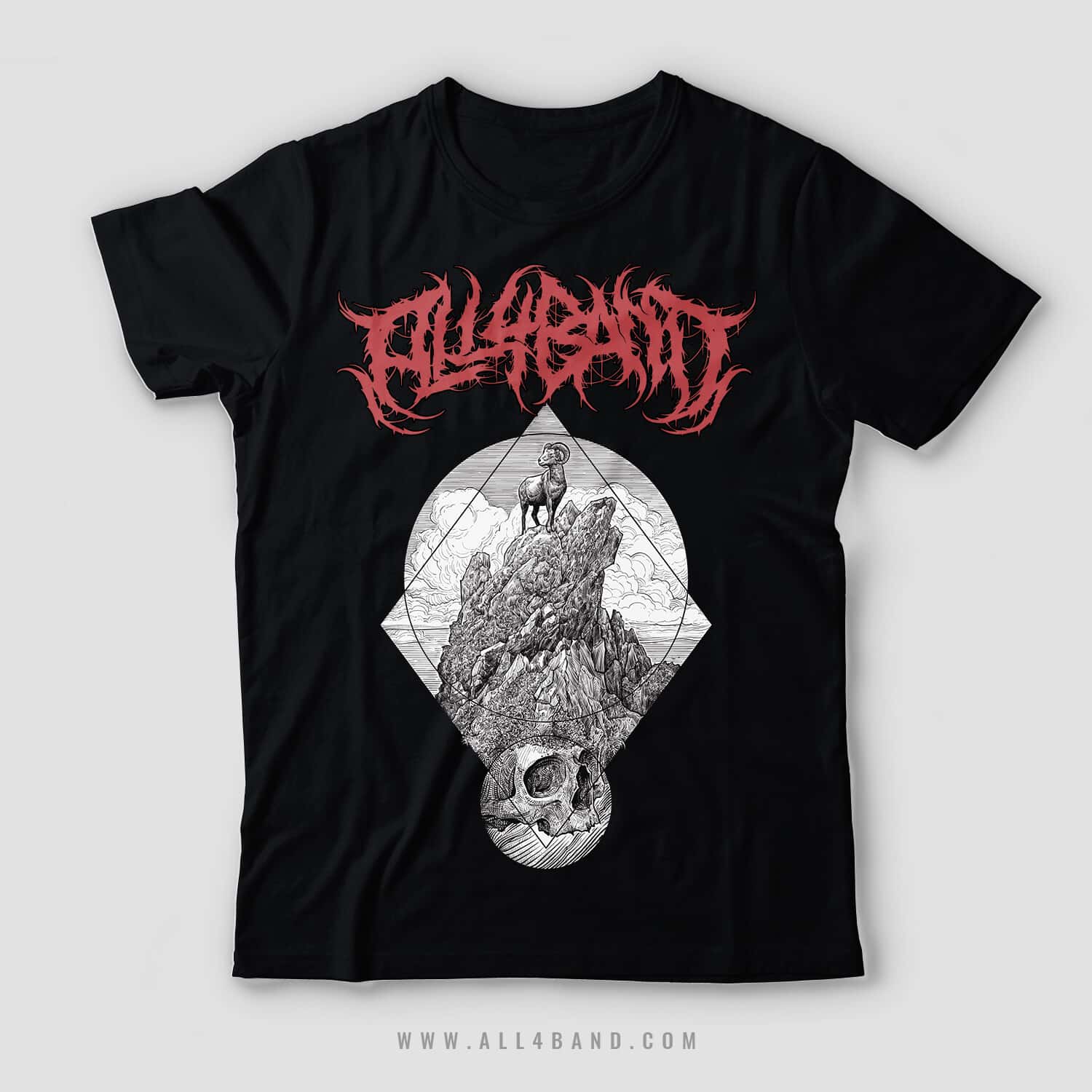 Metal band shirt design titled On Mountain Top