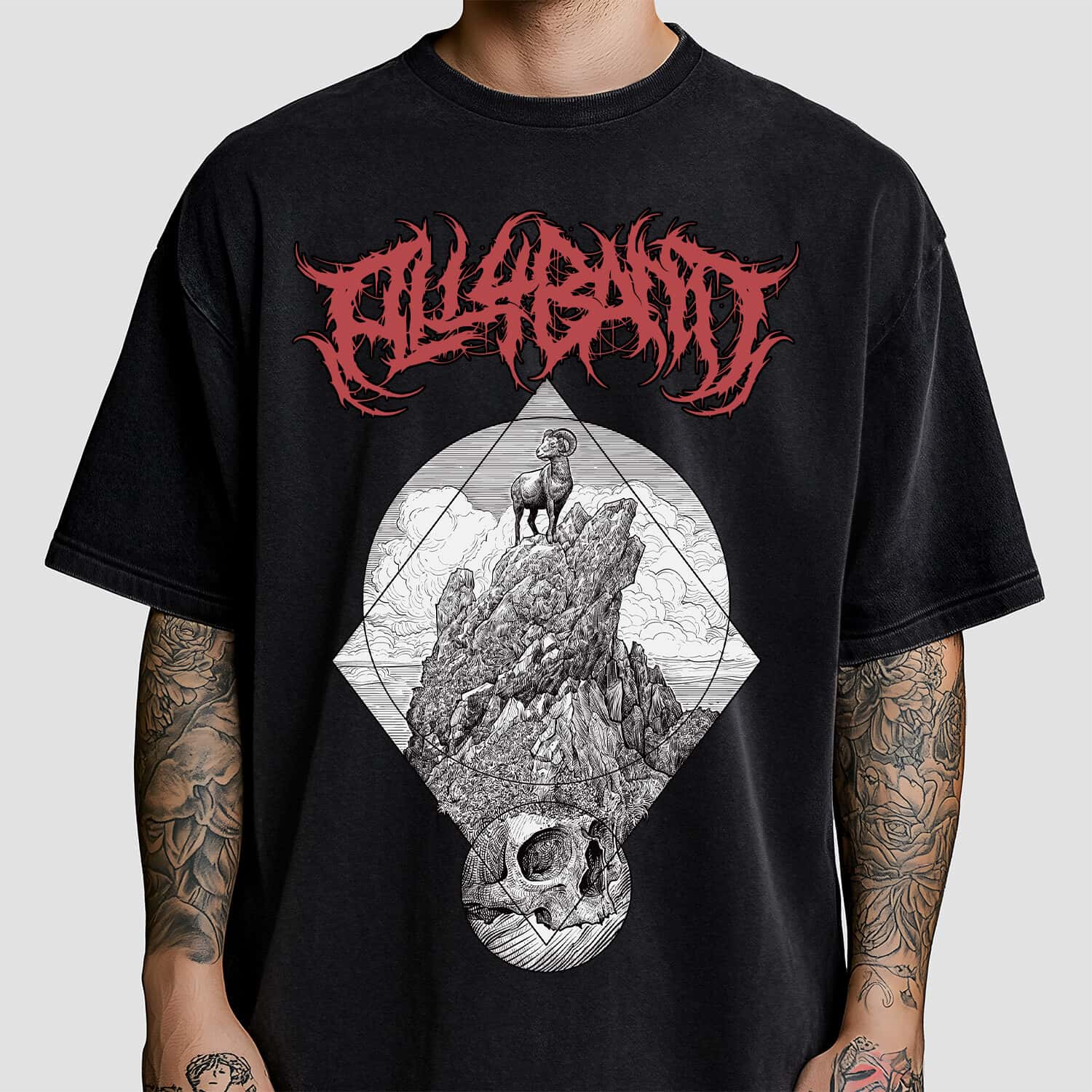 Metal band shirt design titled On Mountain Top
