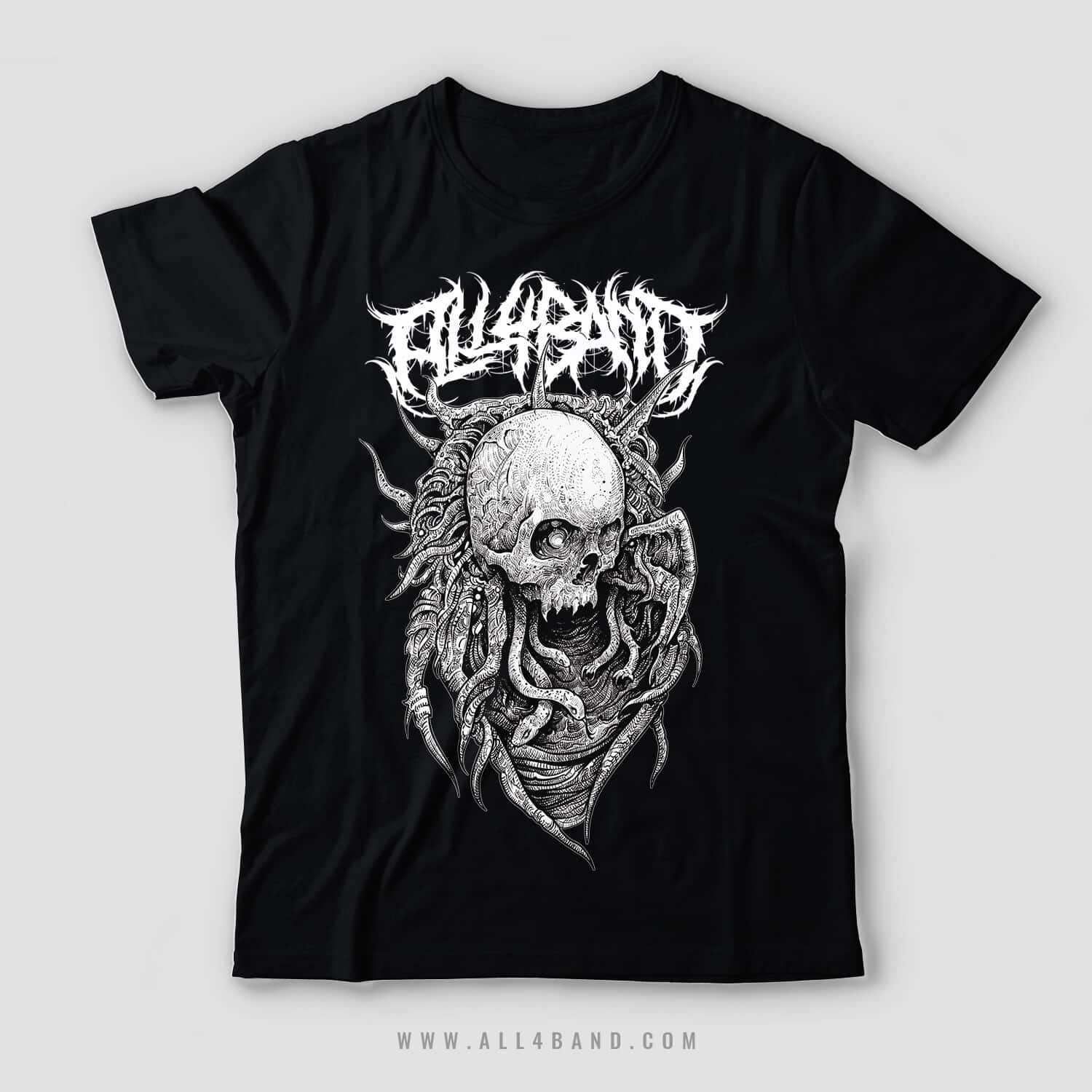 Metal band shirt design titled Erased
