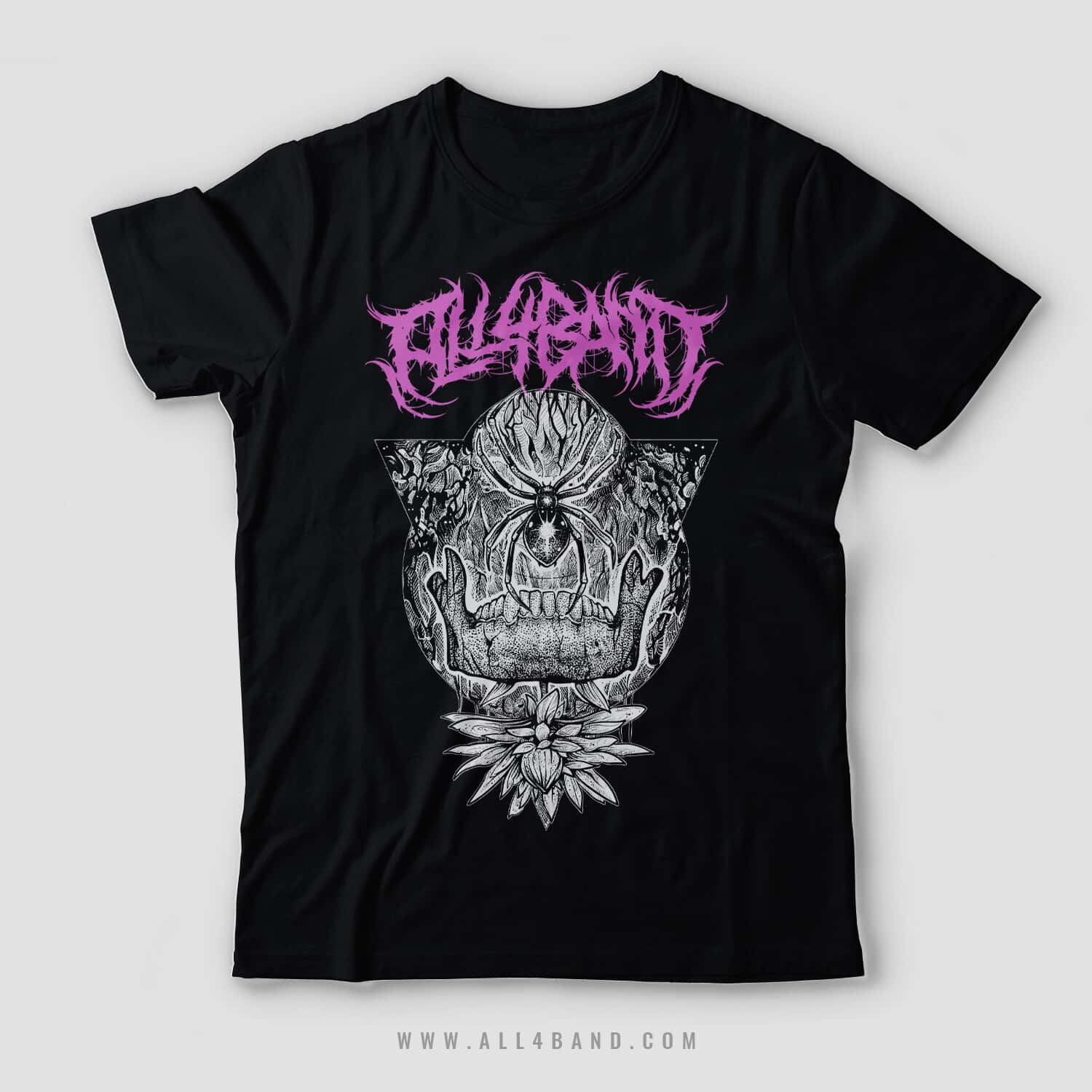 Metal band shirt design titled Black Widow