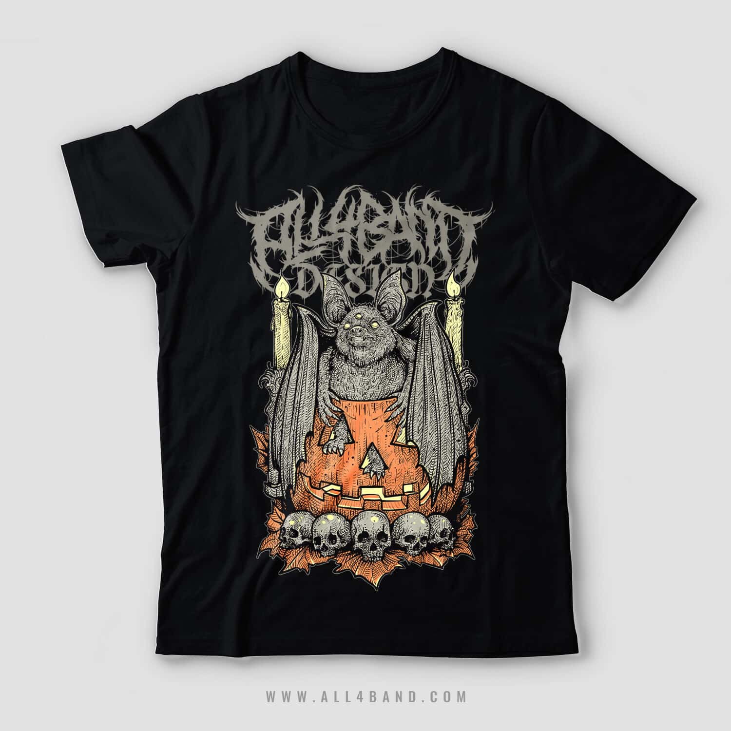 Metal band shirt design titled Pumpkin Lord
