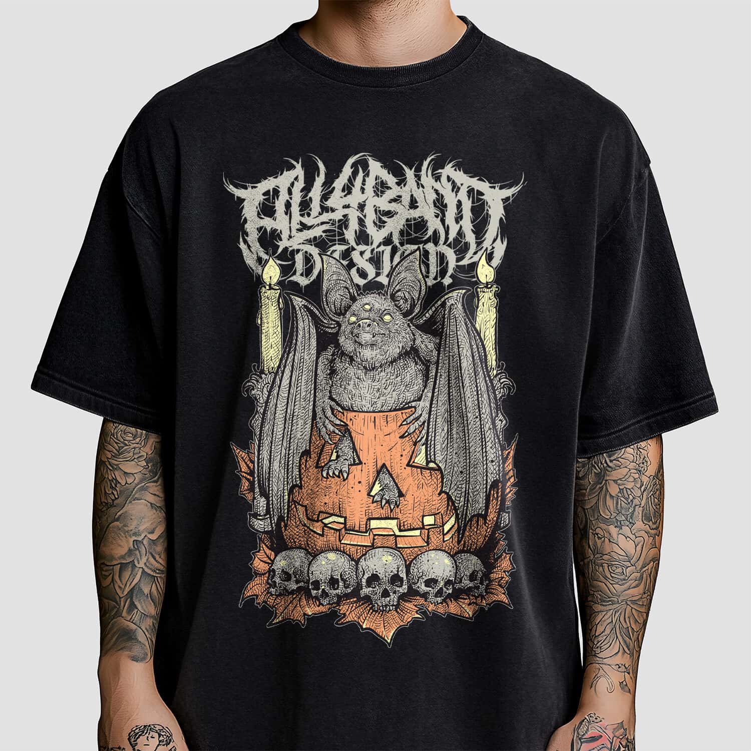 Metal band shirt design titled Pumpkin Lord