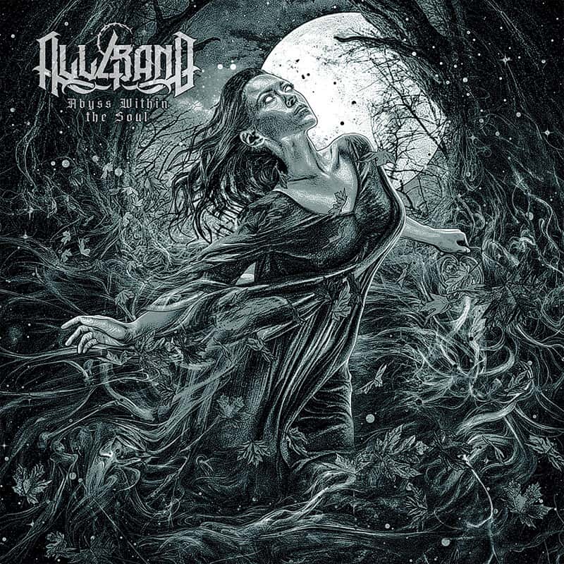 Band cover art depicting a woman in a flowing dress standing in an eerie forest beneath a full moon