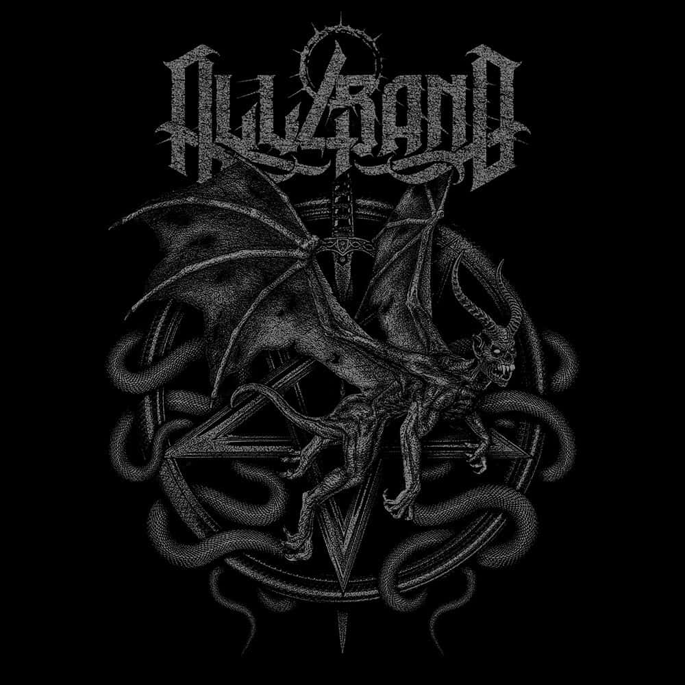 Death metal artwork featuring a winged demon over a pentagram and coiled serpents