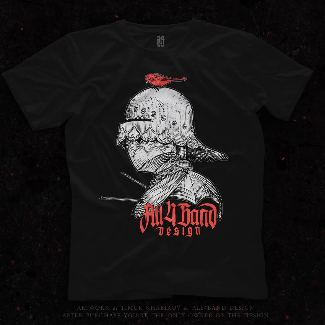 Shirt design 'Medieval Bird' for sale