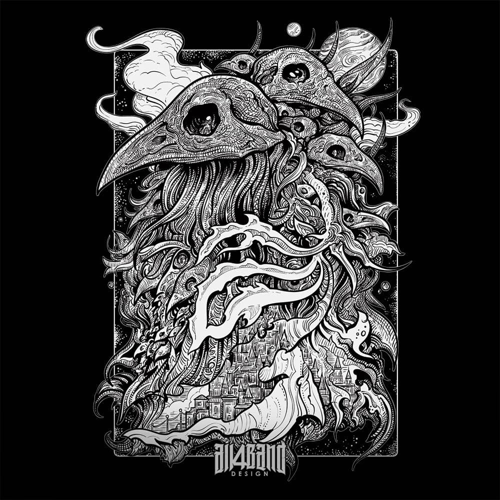 Metal band artwork titled Covered By Night