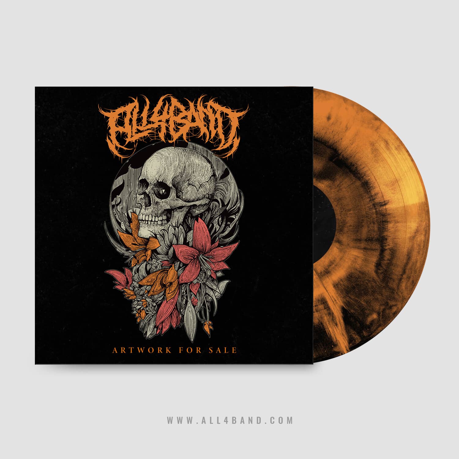 Album cover art for metal bands titled Skull With Flowers