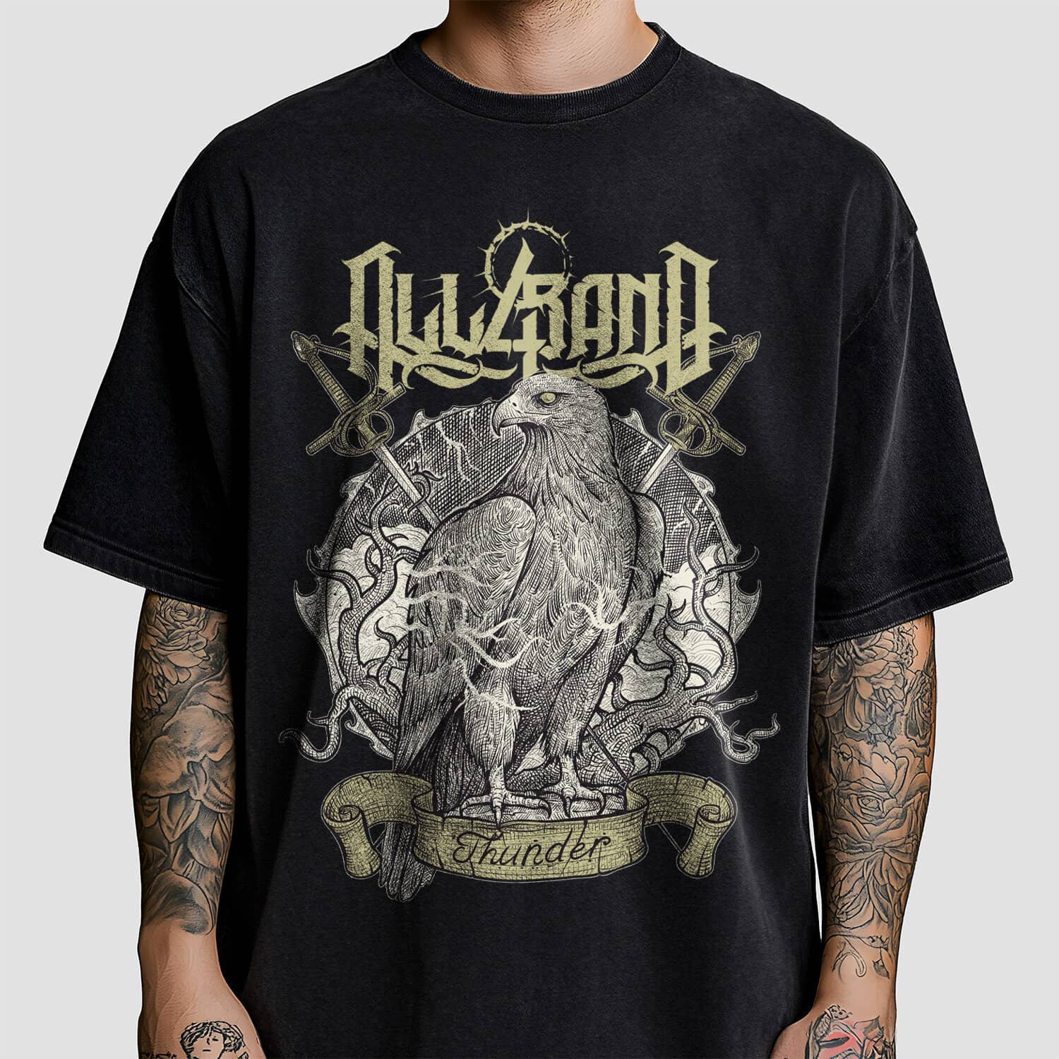 Metal band shirt design titled Bird of Thunder