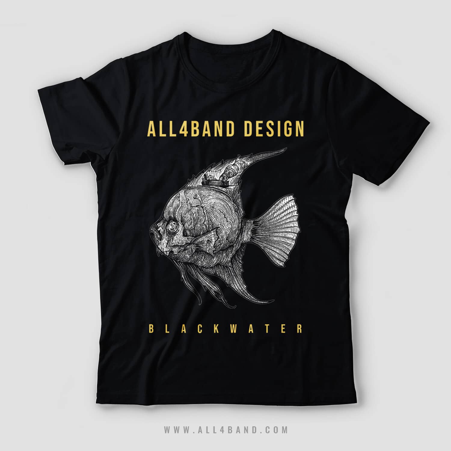 Metal band shirt design titled Blackwater