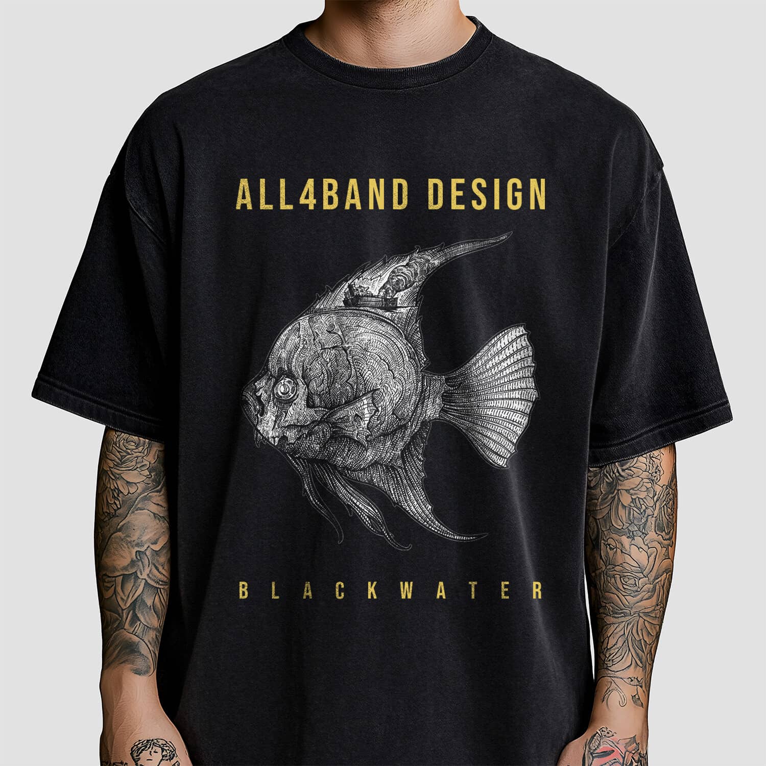 Metal band shirt design titled Blackwater