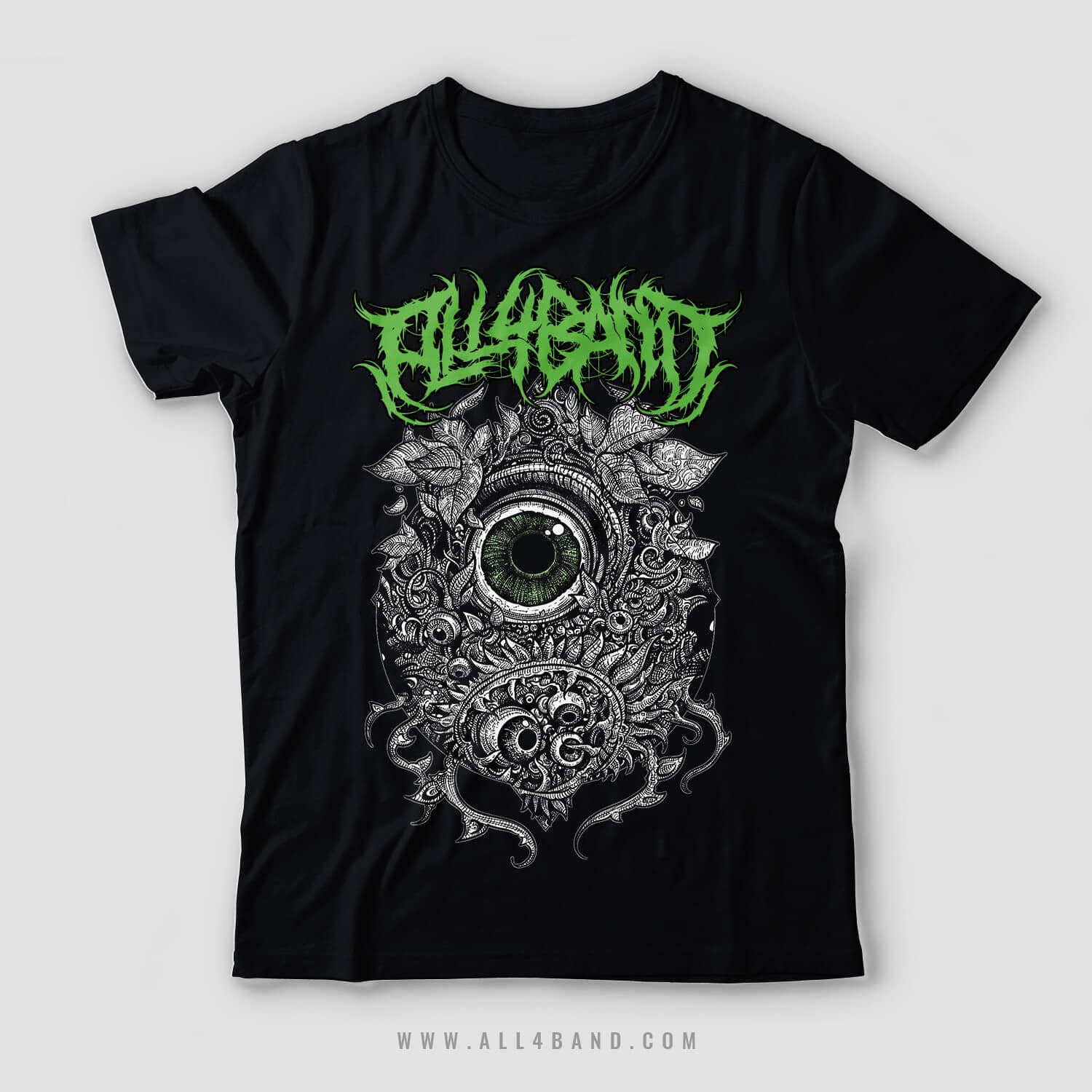 Metal band shirt design titled The All-Seeing