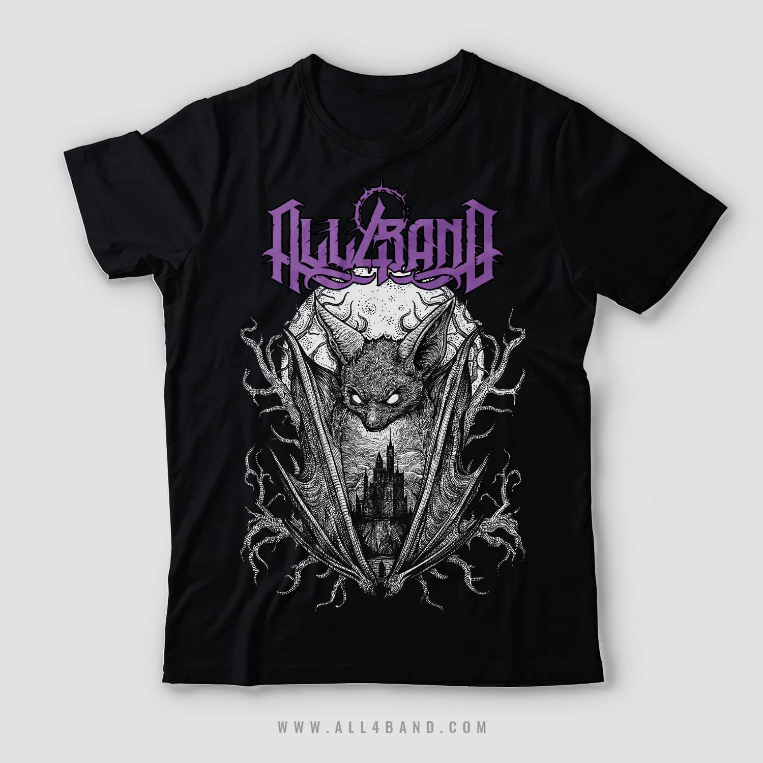 Metal band shirt design titled Vampire's Castle