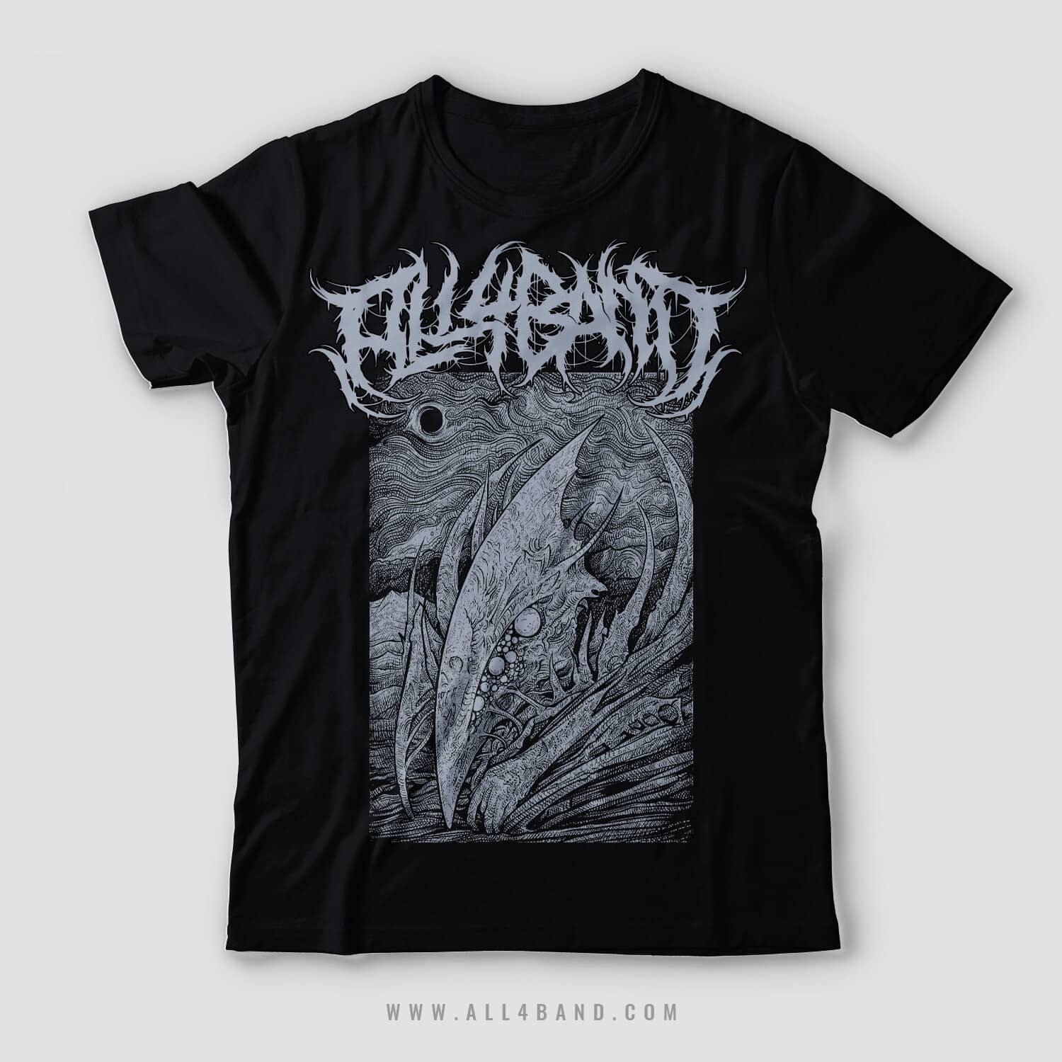 Metal band shirt design titled Alien Creature