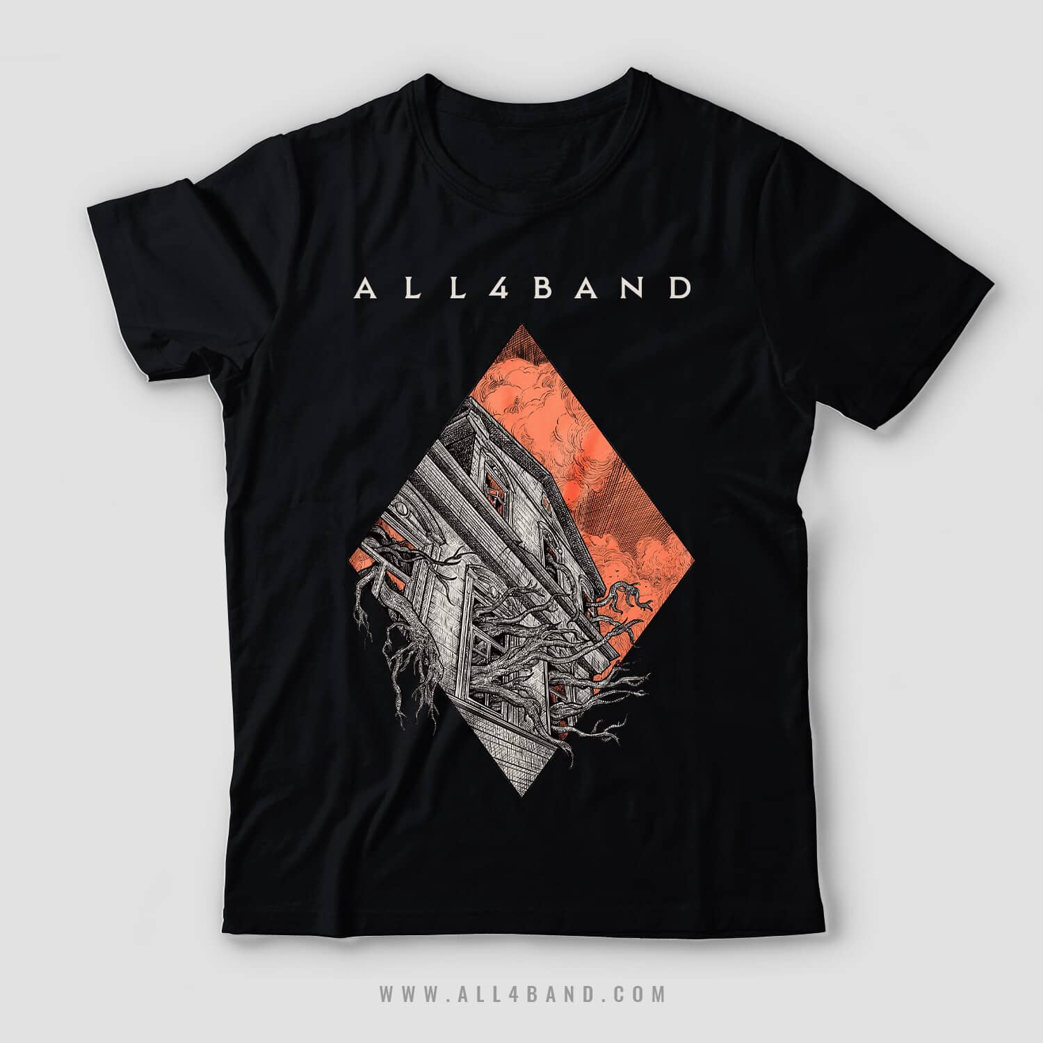 Metal band shirt design titled Overgrown House