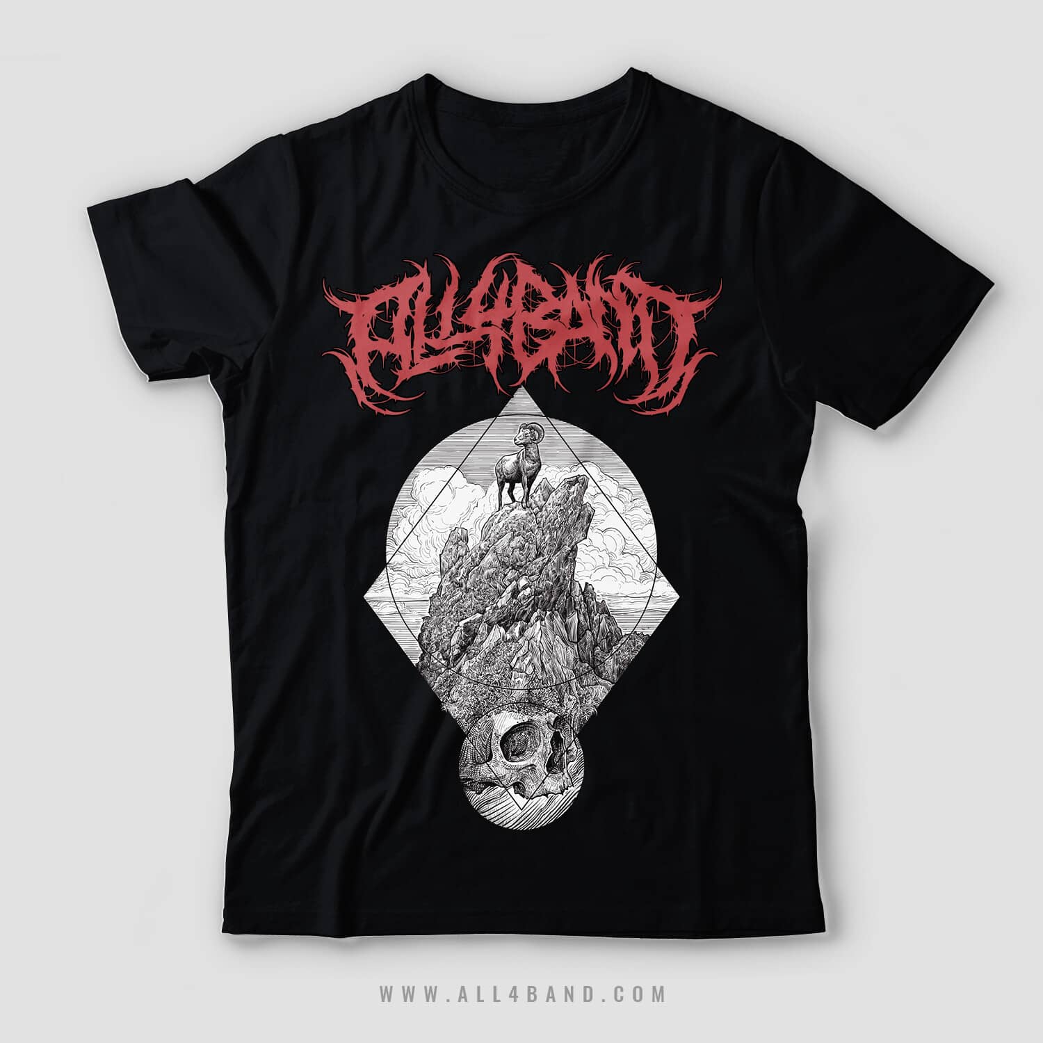 Metal band shirt design titled On Mountain Top