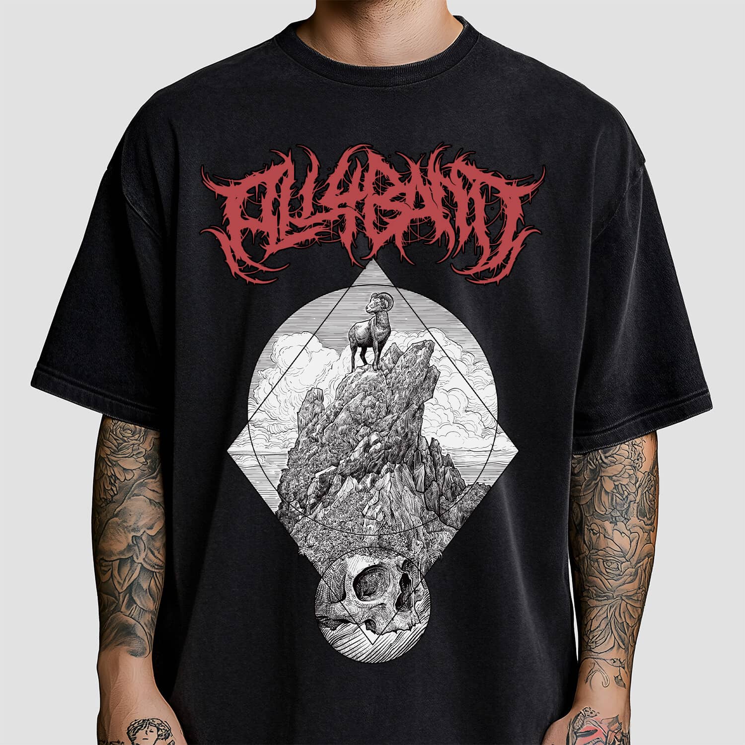 Metal band shirt design titled On Mountain Top