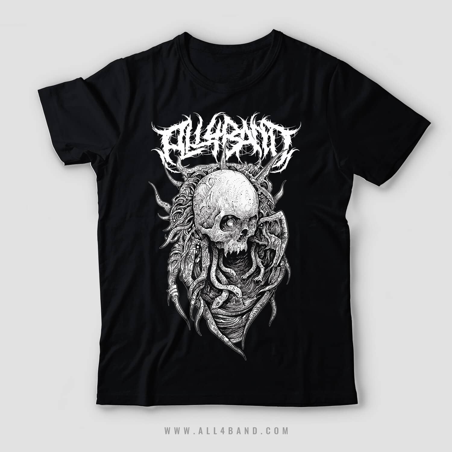 Metal band shirt design titled Erased