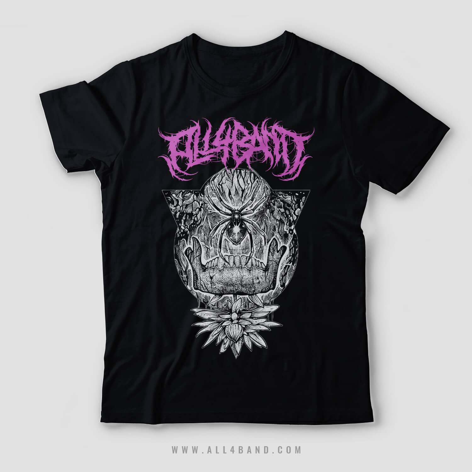 Metal band shirt design titled Black Widow