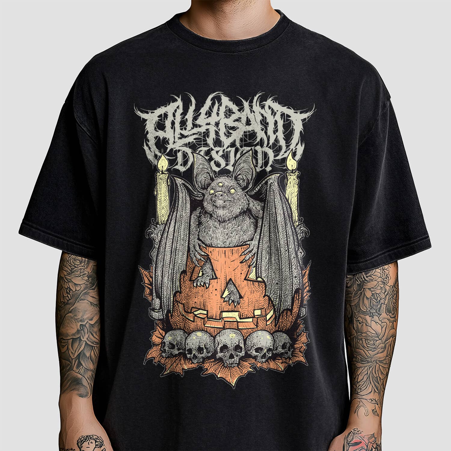 Metal band shirt design titled Pumpkin Lord