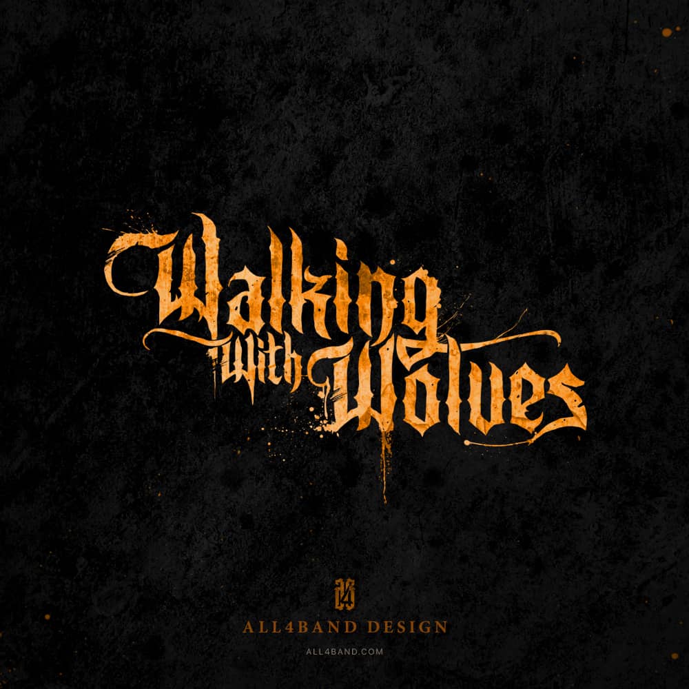 Custom metalcore band logo for Walking With Wolves