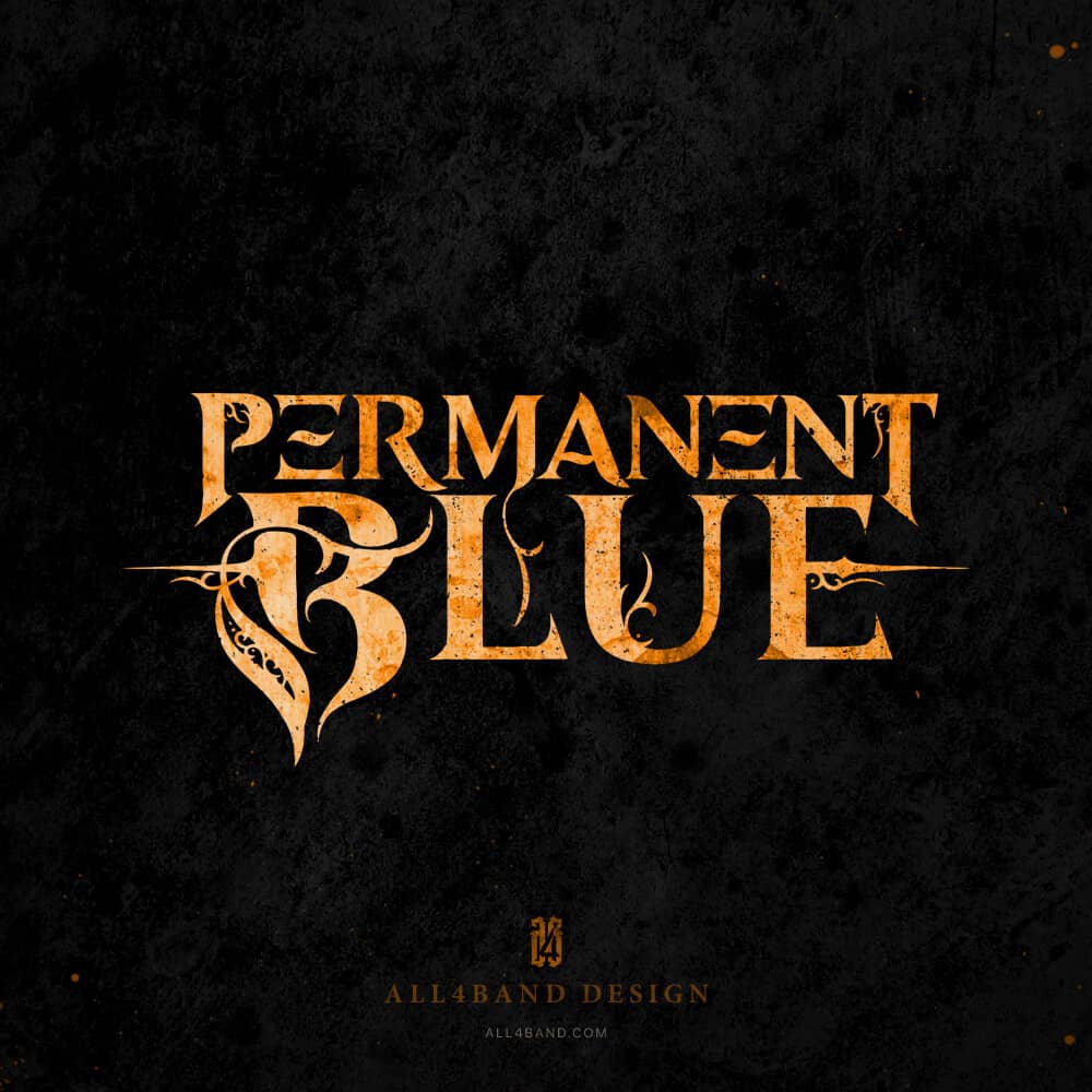 Progressive metal band logo design for Permanent Blue