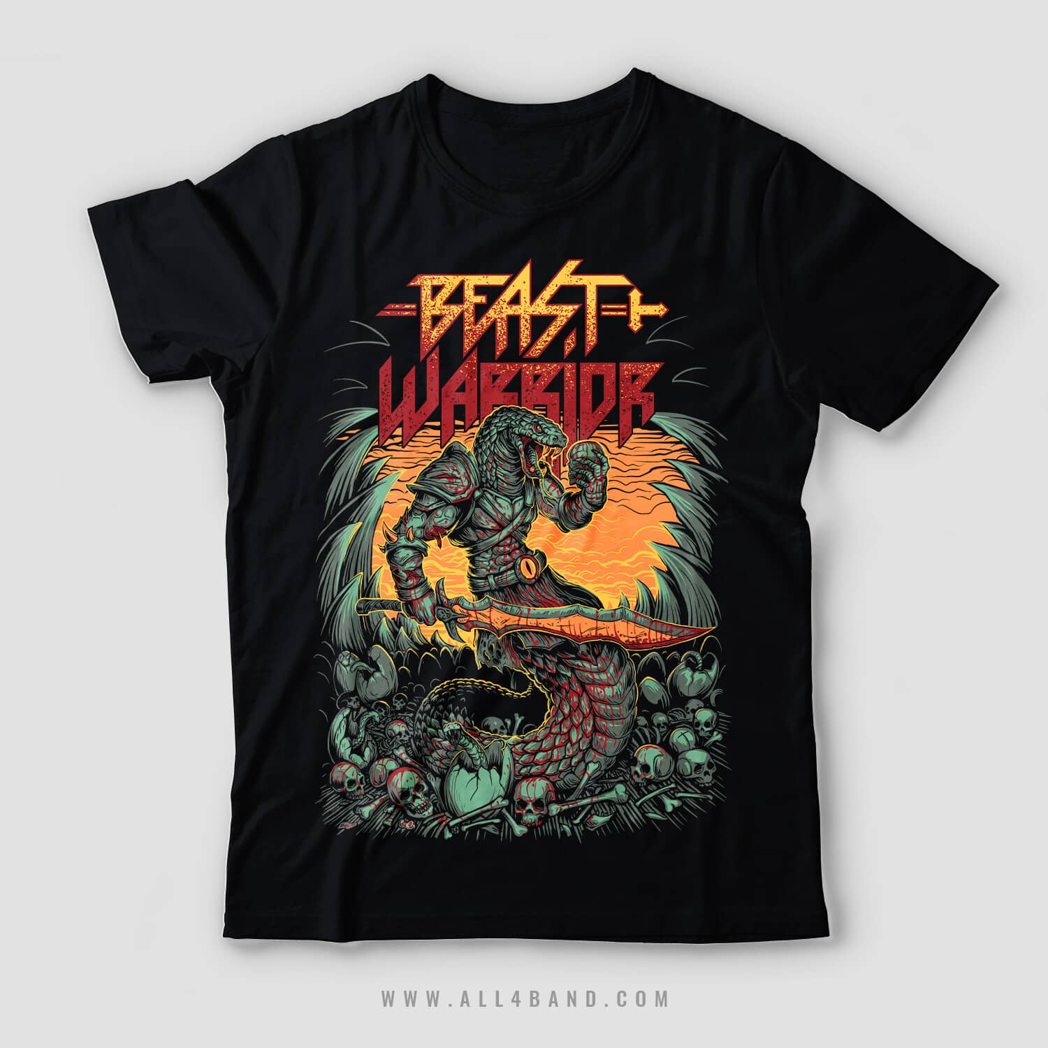 Metal band shirt design for Beast Warrior