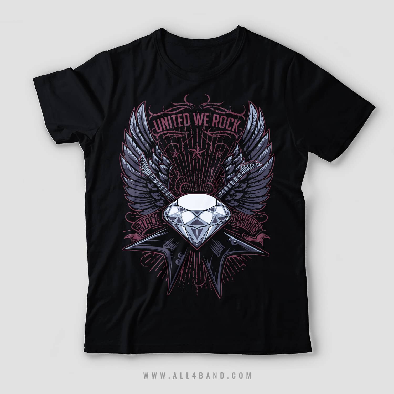 Hard rock band shirt design for Black Diamonds
