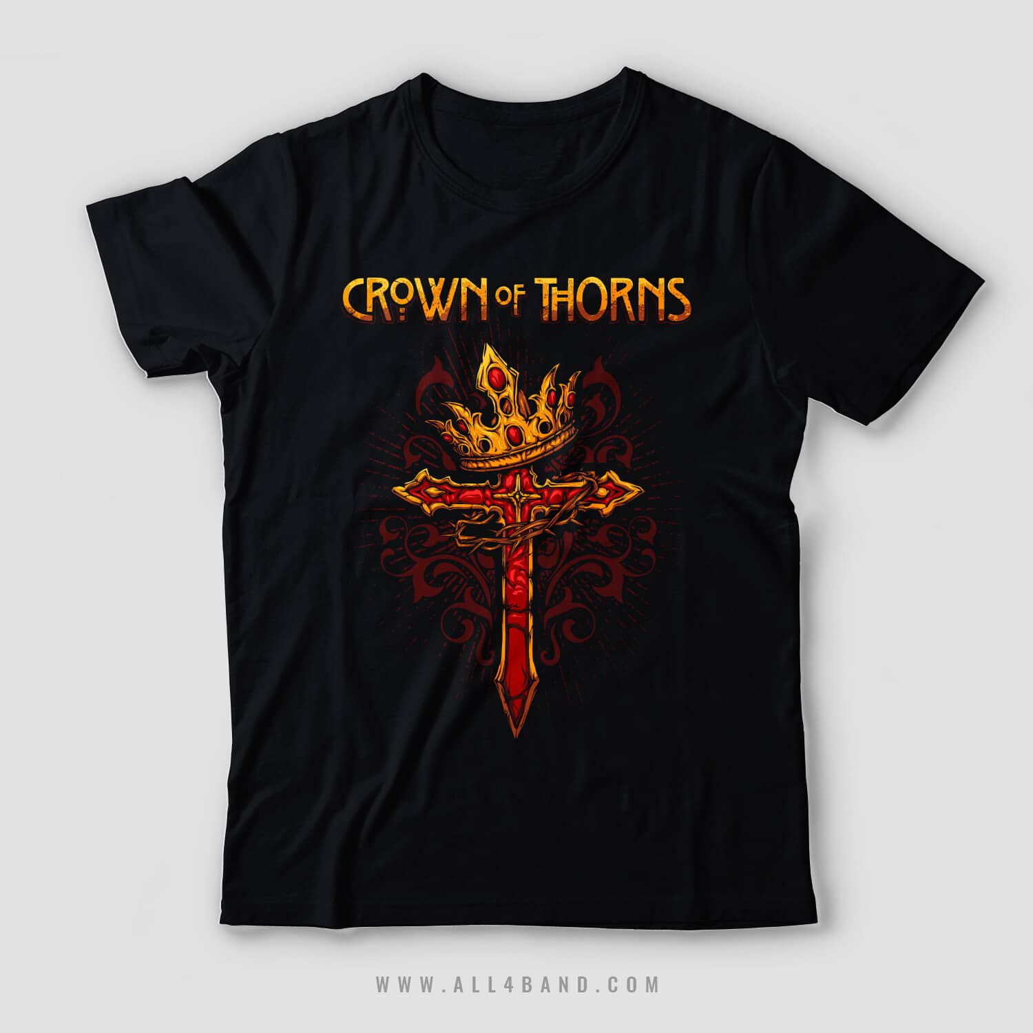 Metal band shirt design for Crown Of Thorns