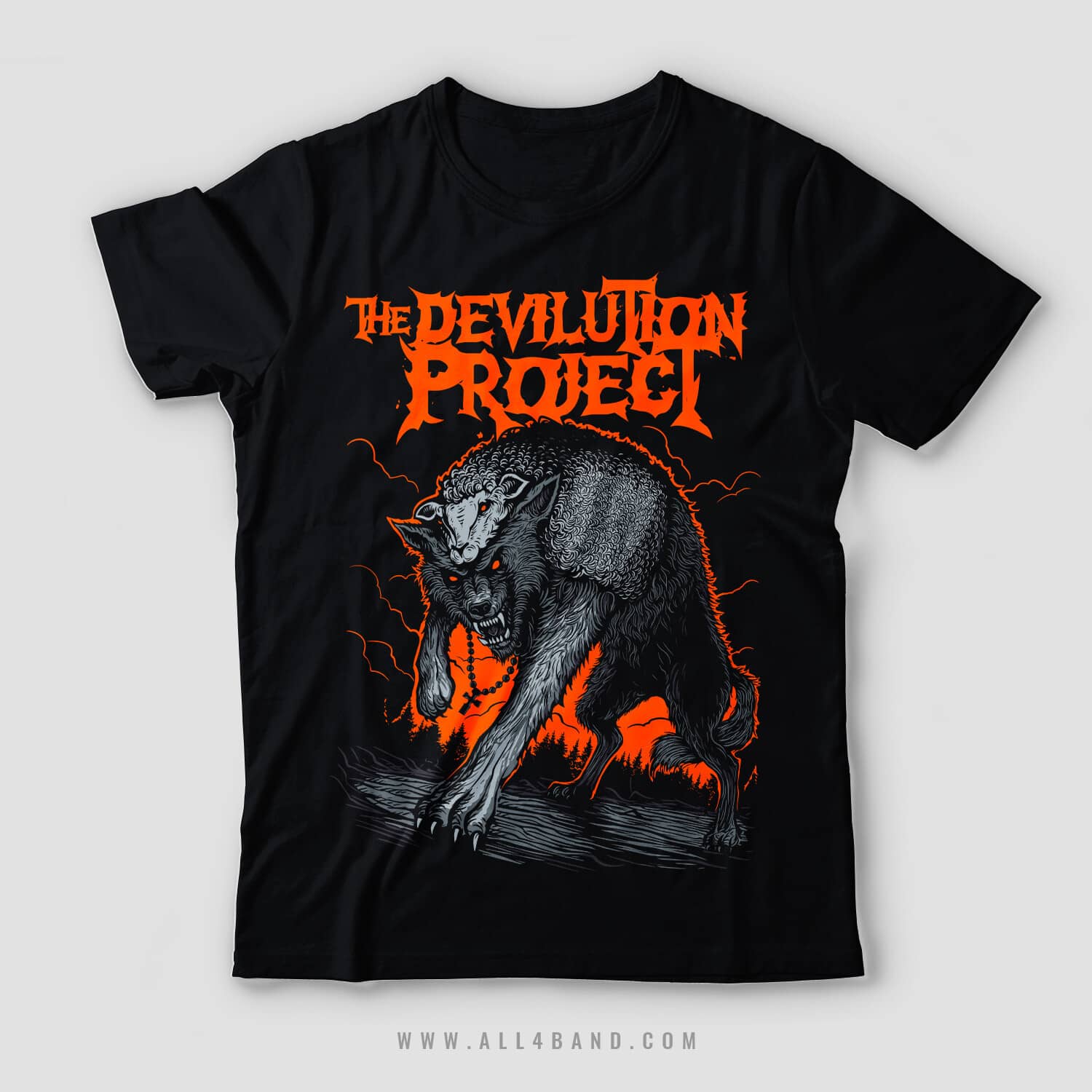 Metal band shirt design for The Devilution Project