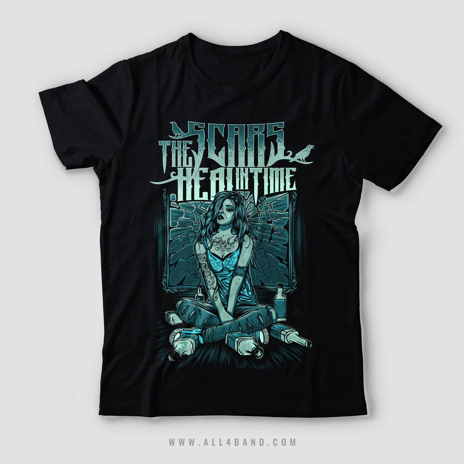 Emocore band shirt design for The Scars Heal In Time
