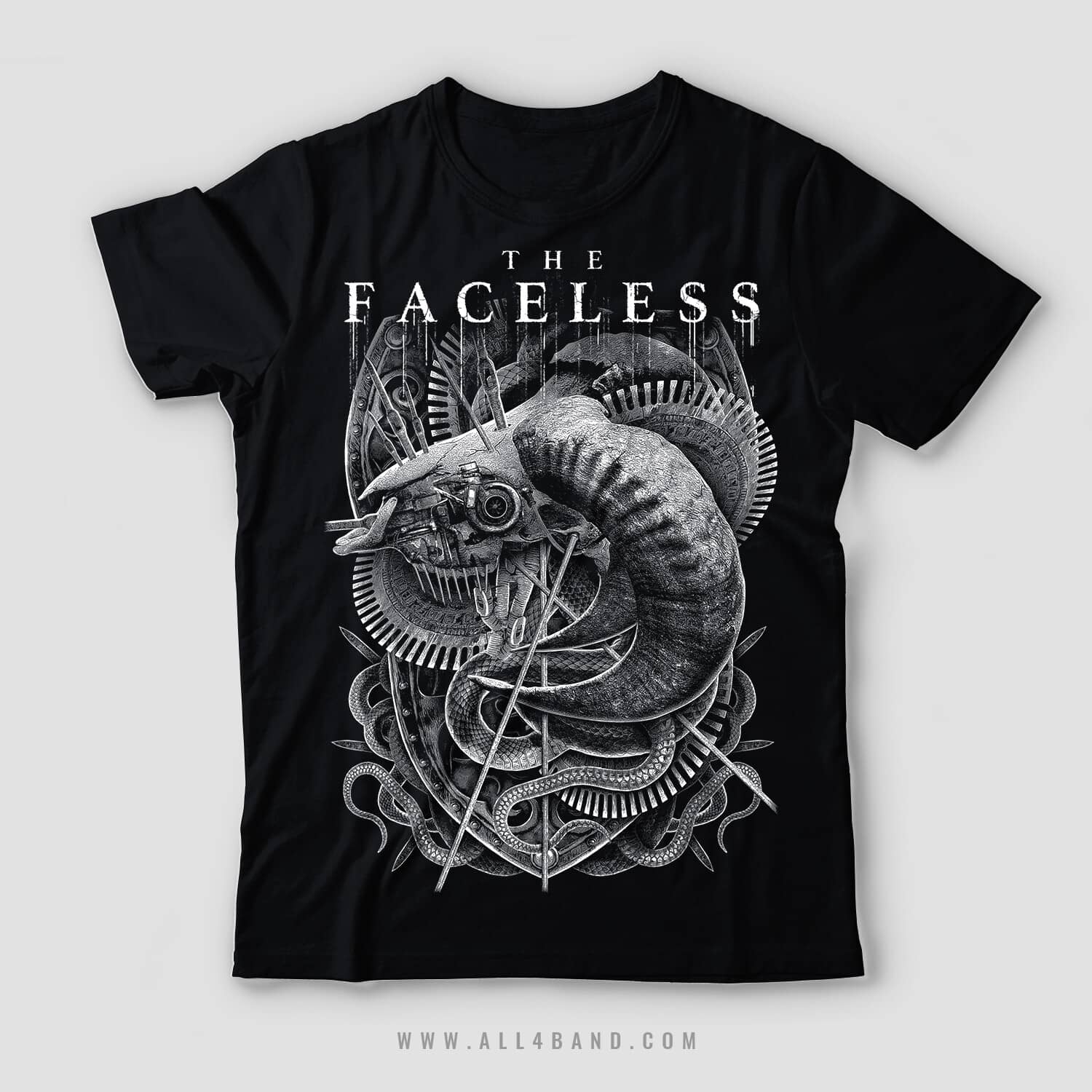 Metal band shirt design for The Faceless