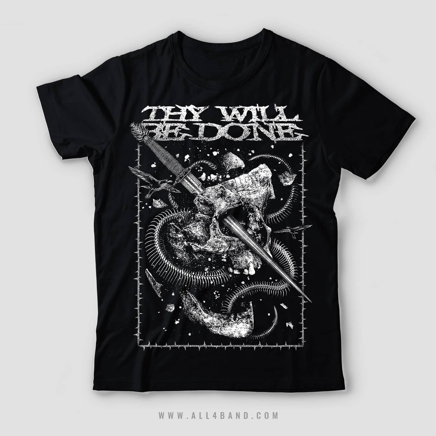 Metal band shirt design for Thy Will Be Done