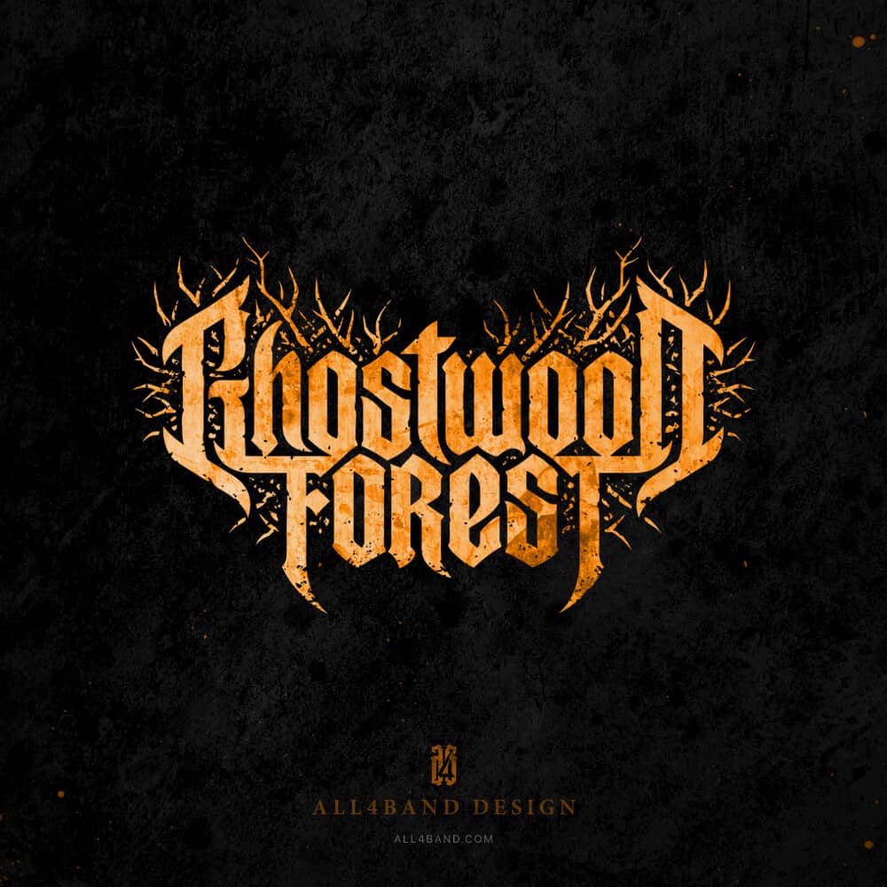 Doom metal band logo design for Ghostwood Forest