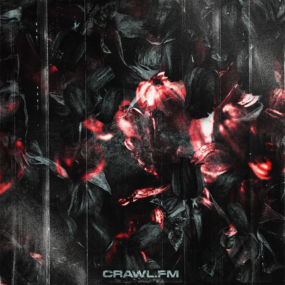 Band cover art featuring a dark, grainy collage of wilted roses with red highlights and distressed textures